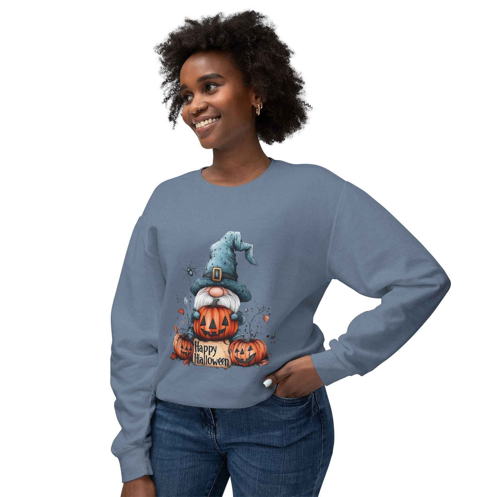 Happy Halloween Gnome Sweatshirt Unisex Lightweight Crewneck