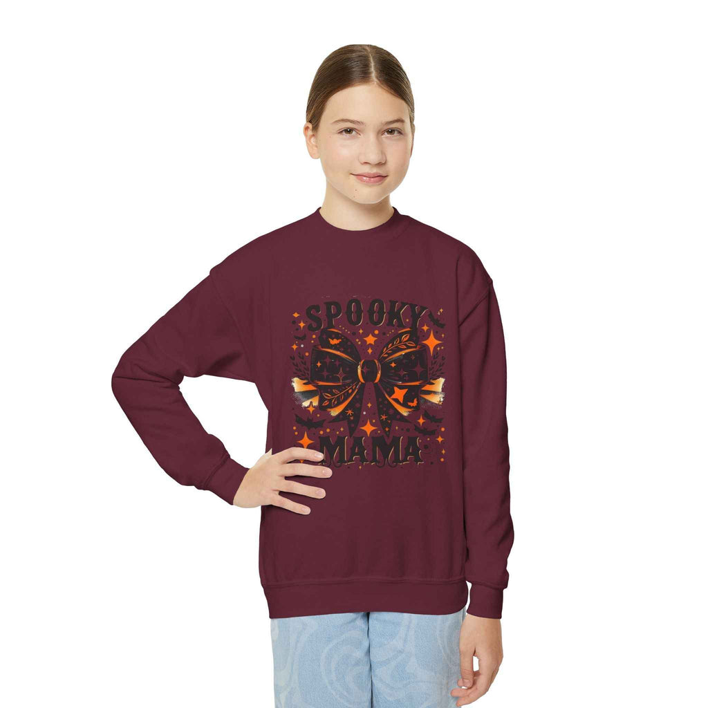 Spooky Mama Sweatshirt - Youth Crewneck for Halloween Fun
