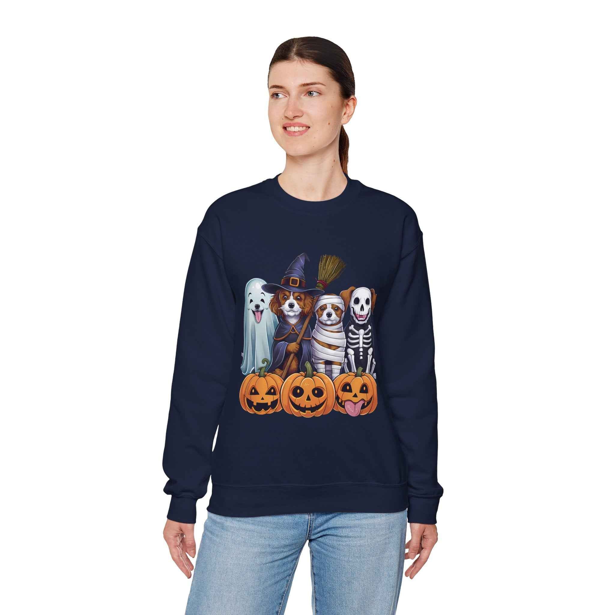 Halloween Dogs Sweatshirt - Spooky Pet Lover Crewneck for Fall Fashion and Pumpkin Style