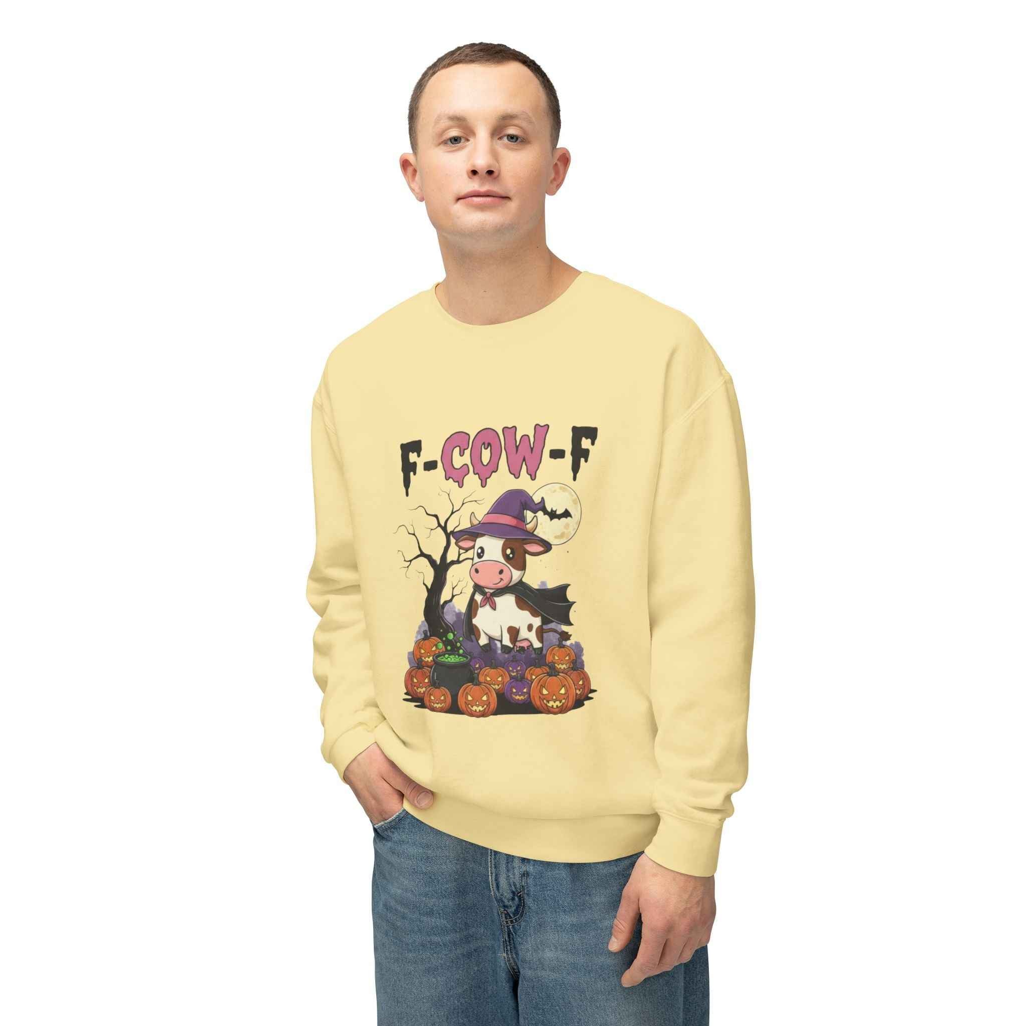 F-Cow-F Halloween Crewneck Sweatshirt, Adorable Cozy Top for Fall