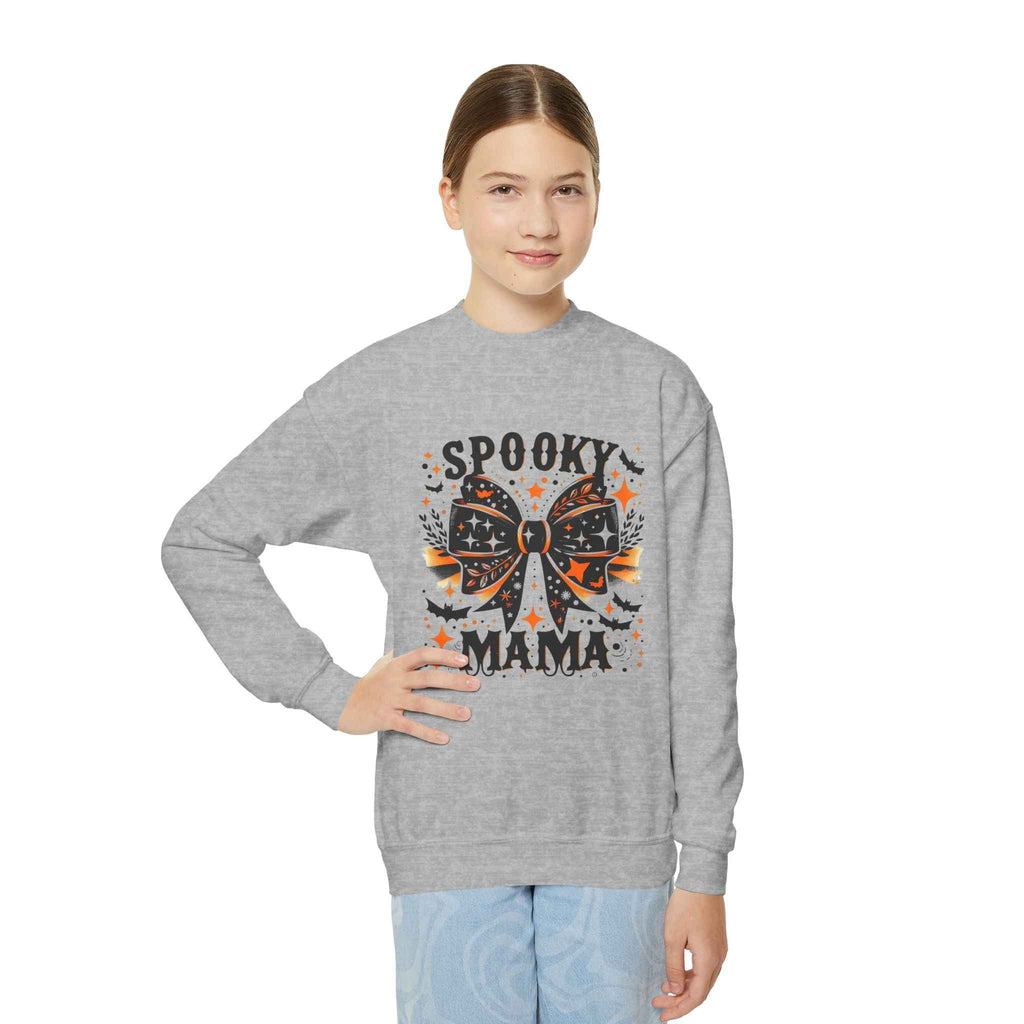 Spooky Mama Sweatshirt - Youth Crewneck for Halloween Fun