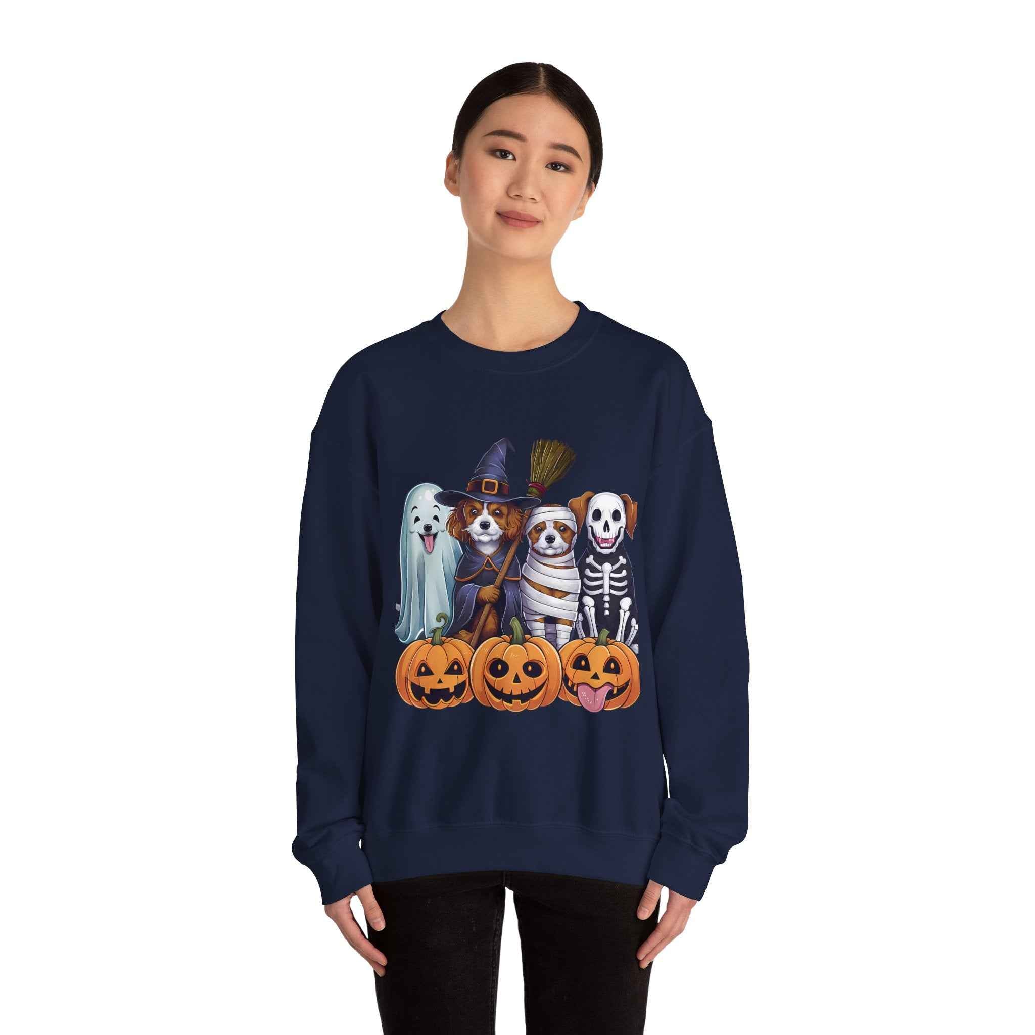 Halloween Dogs Sweatshirt - Spooky Pet Lover Crewneck for Fall Fashion and Pumpkin Style
