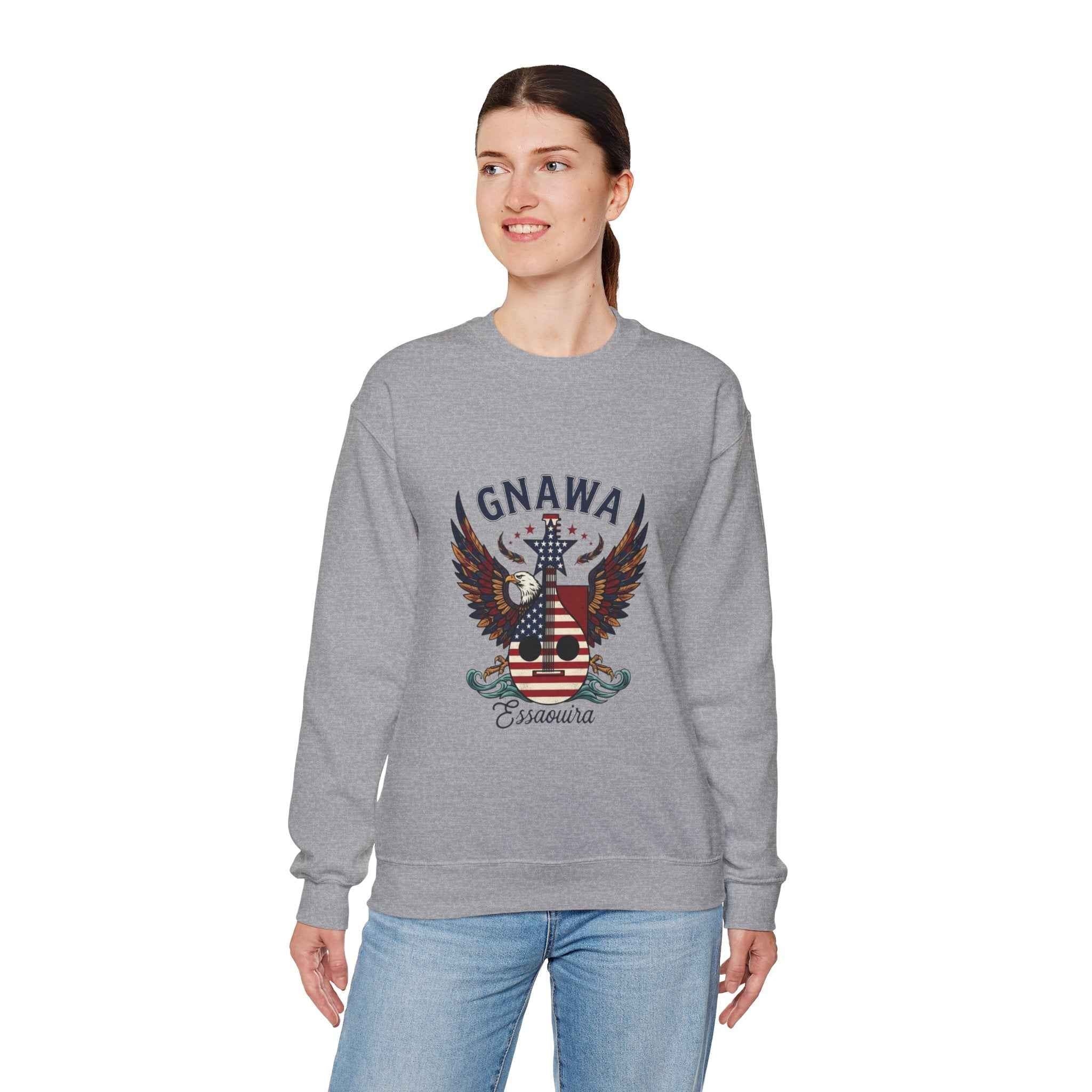 Patriotic Guitar Sweatshirt - Unique Moroccan Artisanat Design
