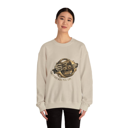 Steering Wheel Vintage Mechanical Crewneck Sweatshirt — Never You Run The Day