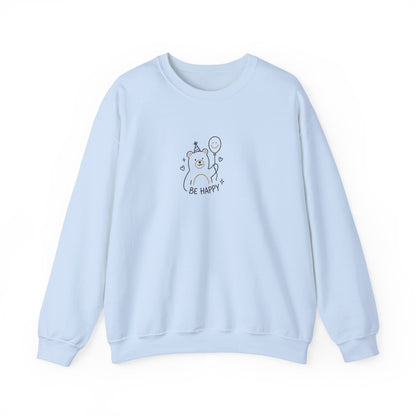 Cute Cat Crewneck Sweatshirt - Be Happy Graphic Cozy Casual Pullover - Ghita Shop