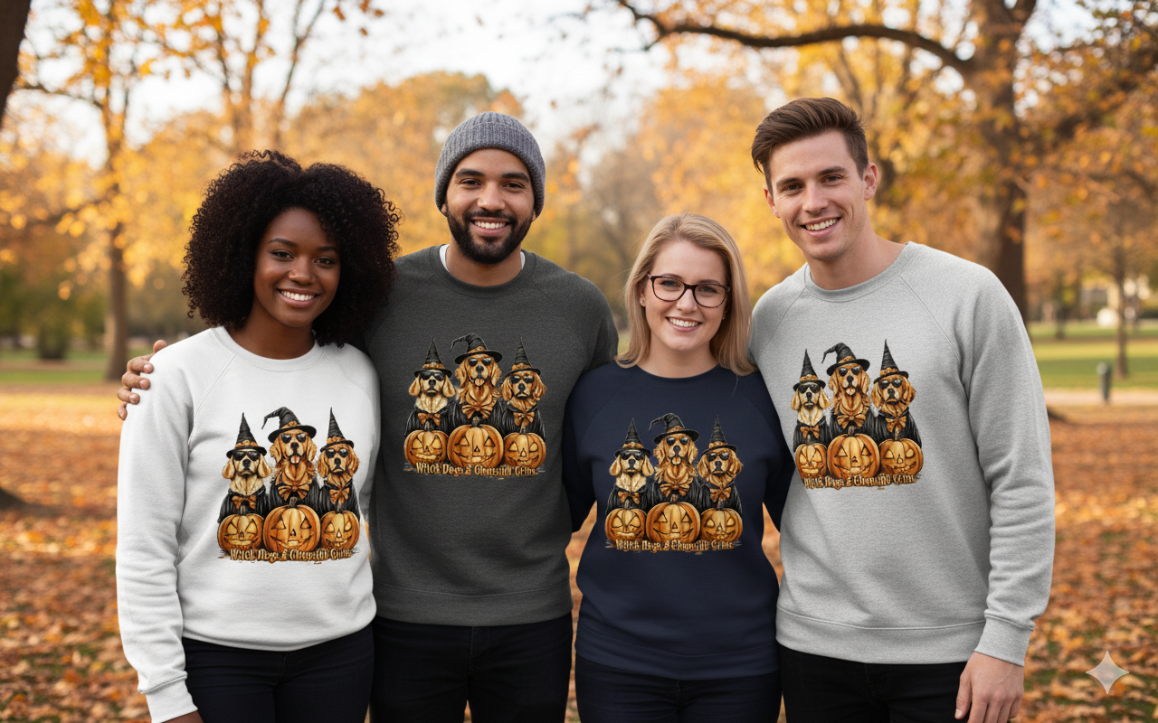 Witch Dogs & Ghoulish Grins Unisex Sweatshirt - Halloween Spooky - Ghita Shop