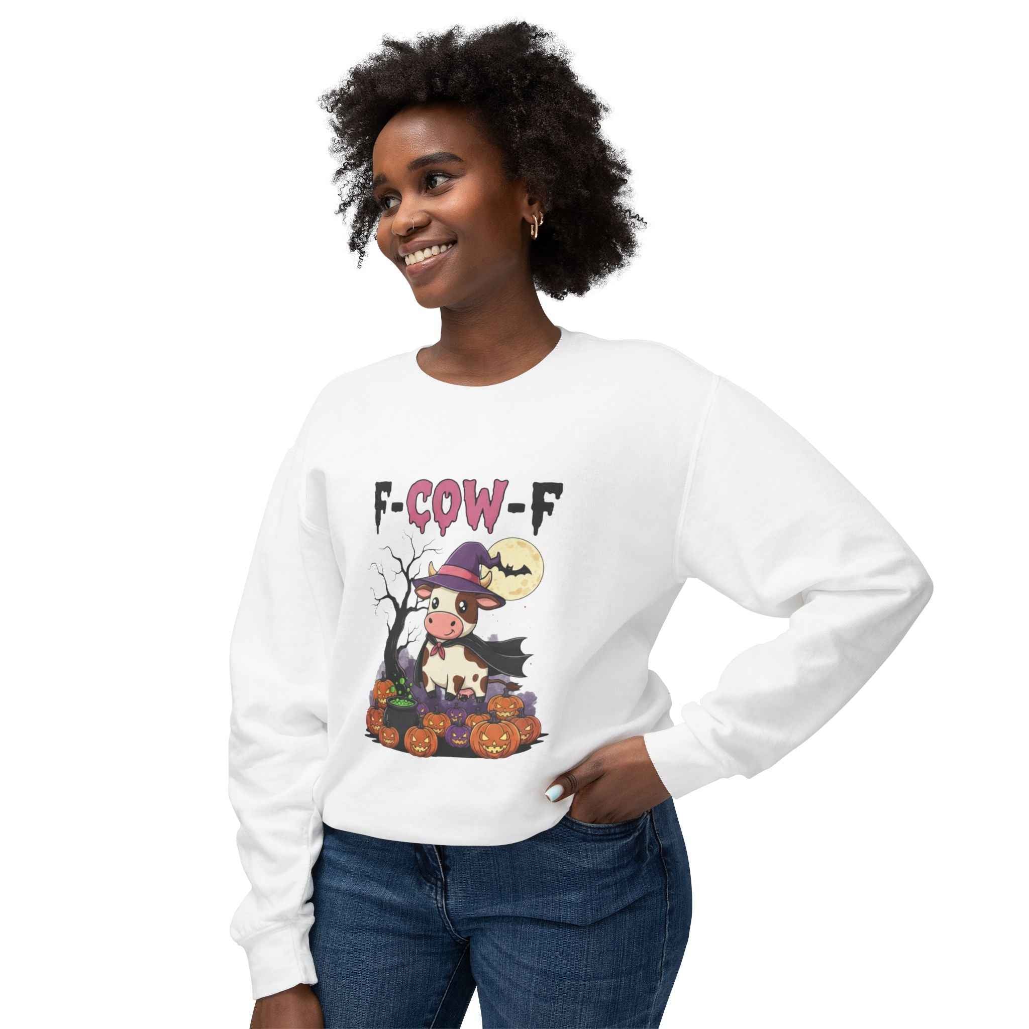 F-Cow-F Halloween Crewneck Sweatshirt, Adorable Cozy Top for Fall