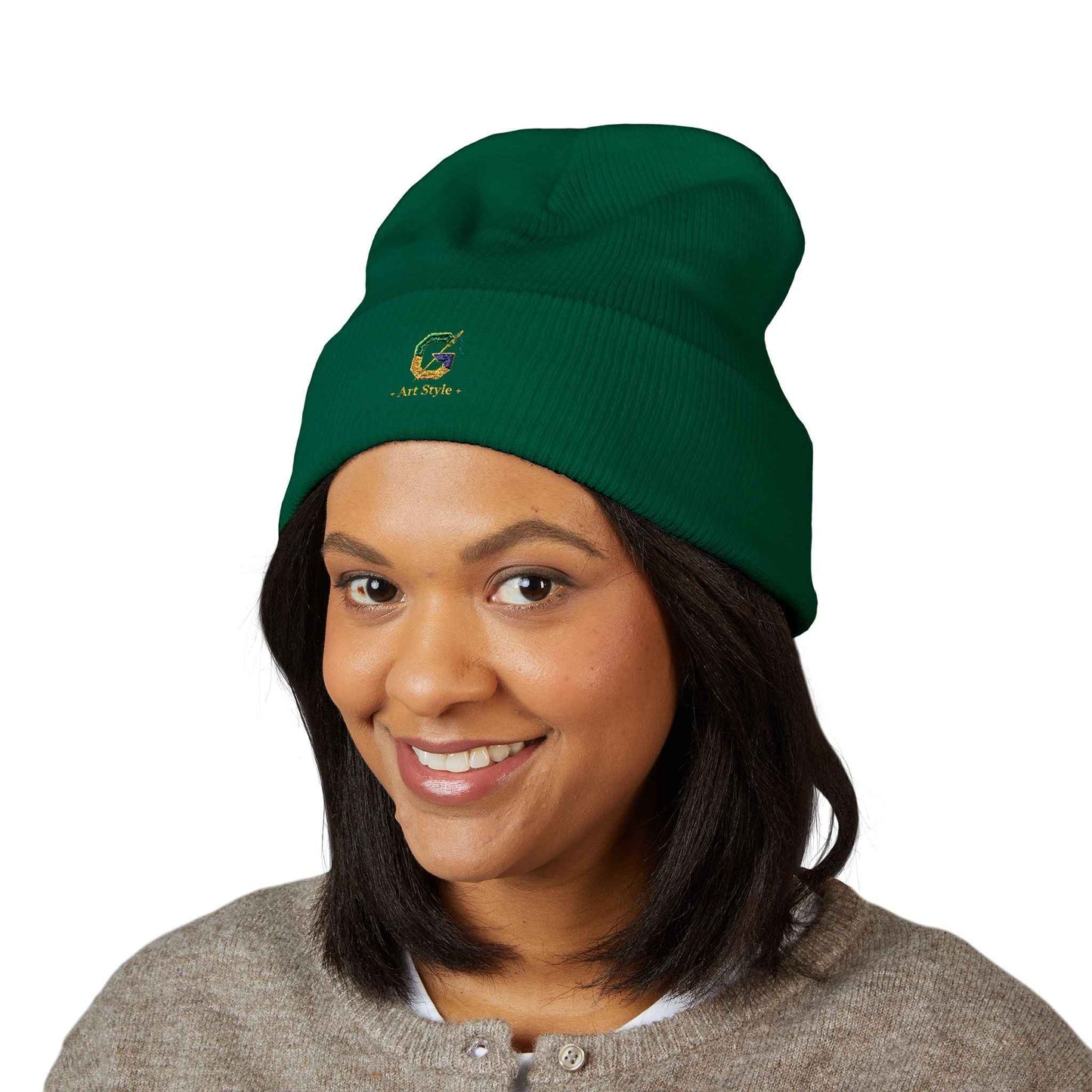 Embroidered Cuffed Beanie with G Logo | Trendy Winter Fashion Accessory