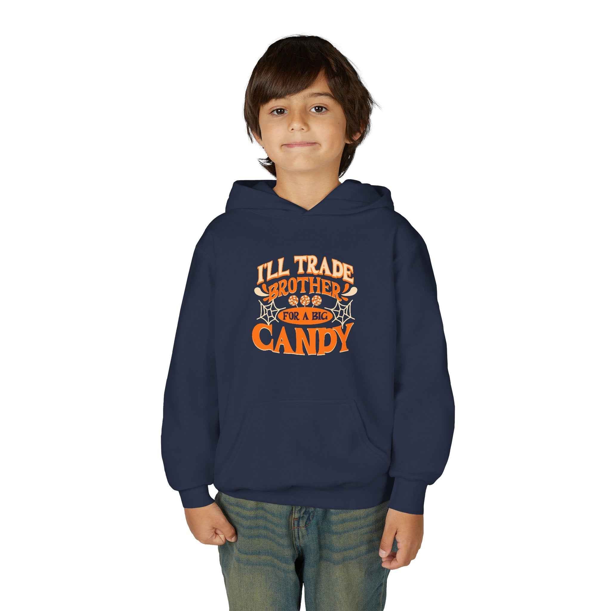Kids Halloween Hoodie - I'll Trade Brother for Candy Youth Sweatshirt