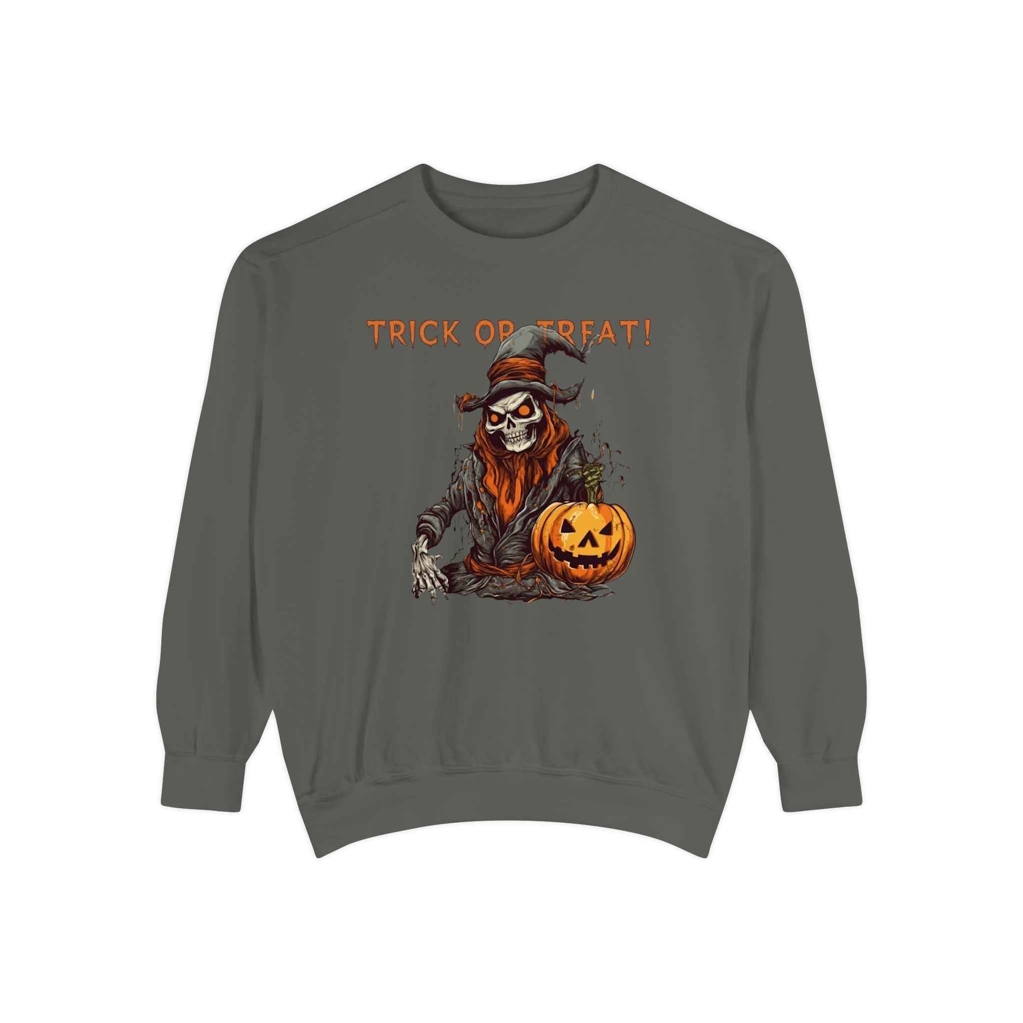 Halloween Graphic Sweatshirt - Unisex Trick or Treat Fall Sweater for Festive Style
