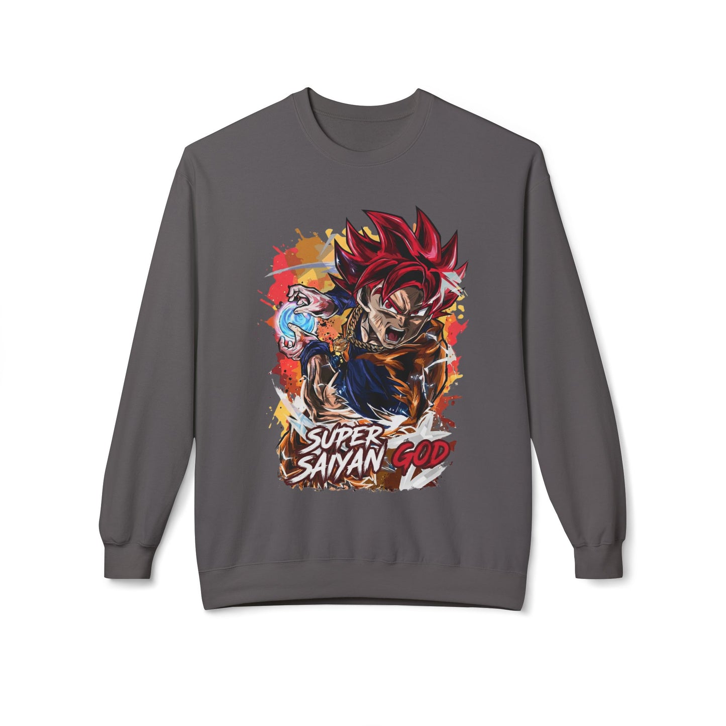 Essentials hoodie featuring anime Super Saiyan God graphic, cool hoodies for guys at Ghita Shop