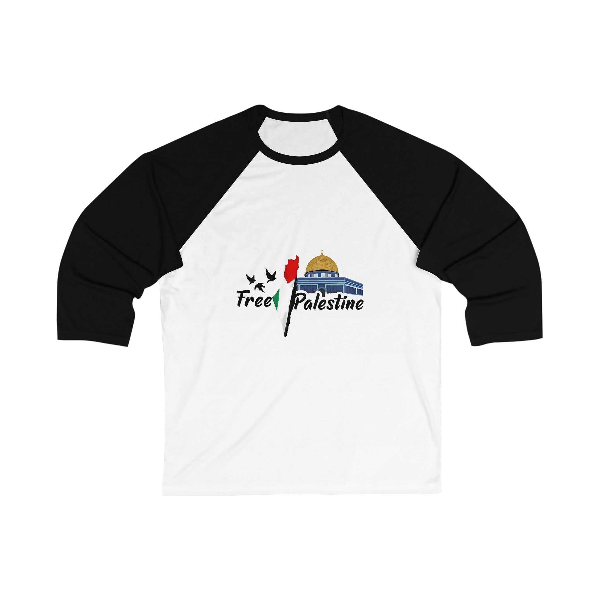 Unisex 3/4 Sleeve Baseball Tee - 'Free Palestine' - Ghita Shop