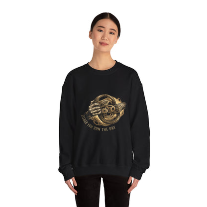 Steering Wheel Vintage Mechanical Crewneck Sweatshirt — Never You Run The Day