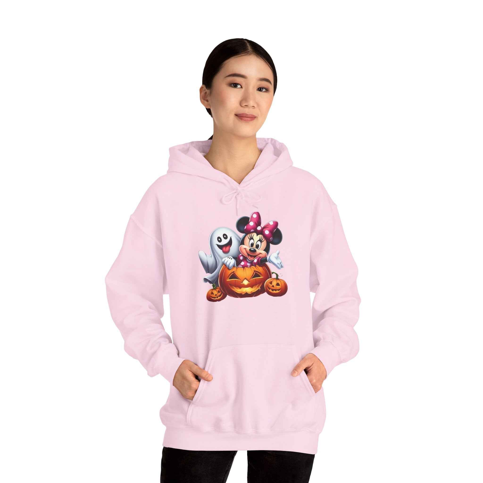 Halloween Minnie Mouse Sweatshirt Unisex Hooded Sweatshirt with Ghost Design