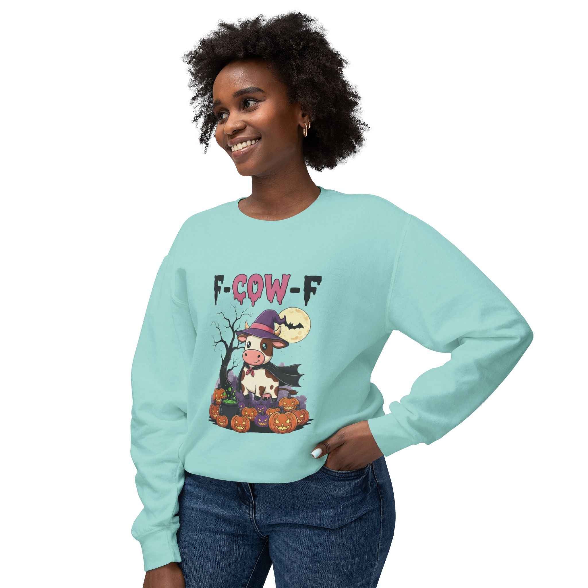 F-Cow-F Halloween Crewneck Sweatshirt, Adorable Cozy Top for Fall