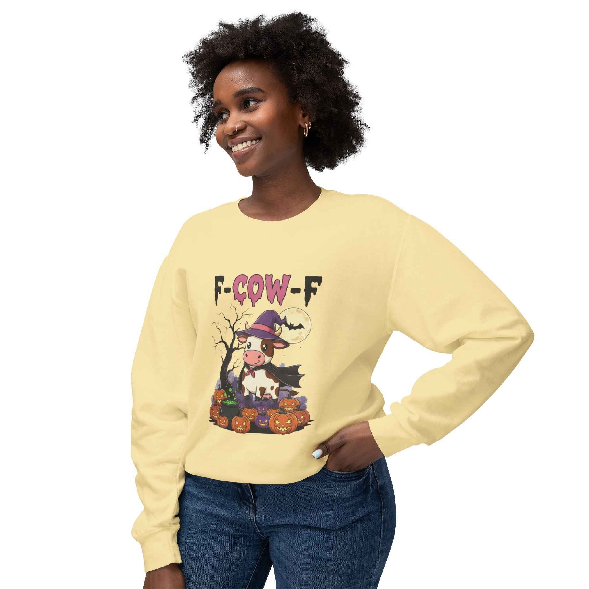 F-Cow-F Halloween Crewneck Sweatshirt, Adorable Cozy Top for Fall
