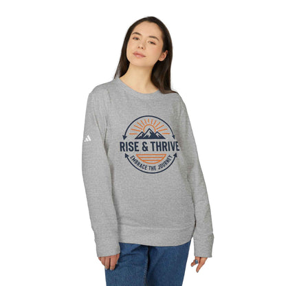 Rise & Thrive Crewneck Sweatshirt — Embrace the Journey Mountain Graphic