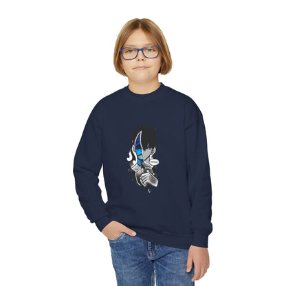 Blue Mask Anime Crewneck - Shadow Boy Design