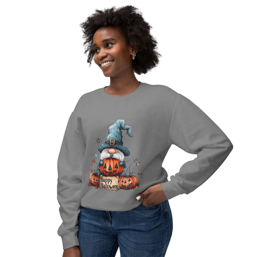 Happy Halloween Gnome Sweatshirt Unisex Lightweight Crewneck