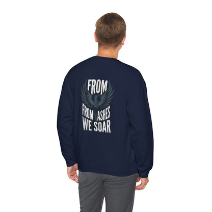 Crewneck Sweatshirt — 'From Ashes We Soar' Raven Back Graphic
