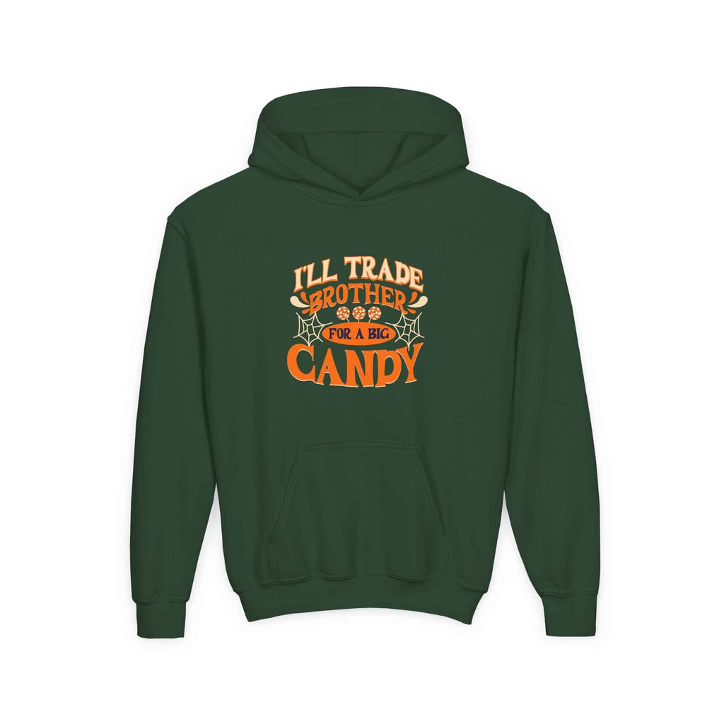 Kids Halloween Hoodie - I'll Trade Brother for Candy Youth Sweatshirt