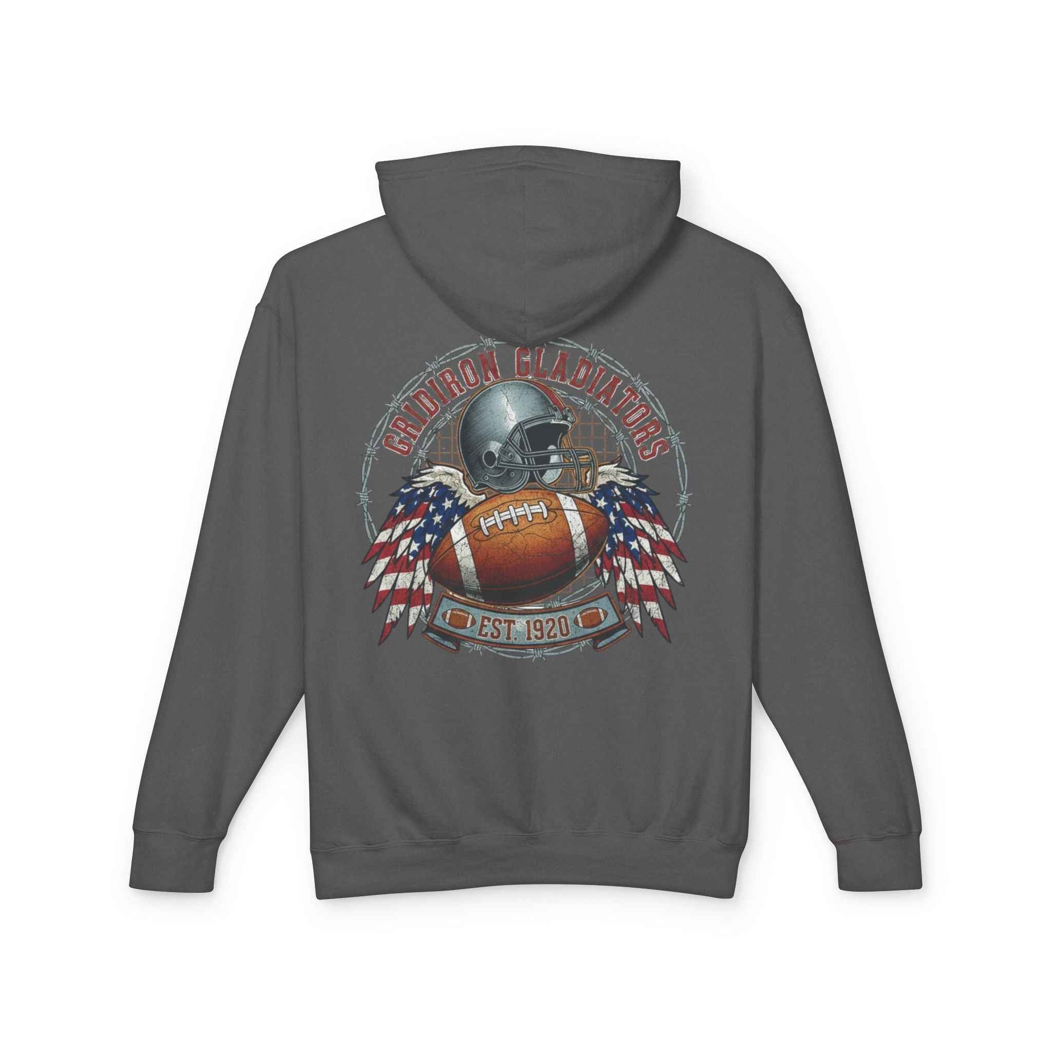 Patriotic Football Hoodie - Unisex Lightweight Hooded Sweatshirt for Gamers and Sports Fans