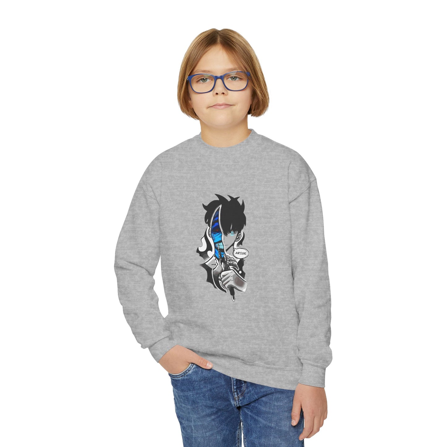 Blue Mask Anime Crewneck - Shadow Boy Design