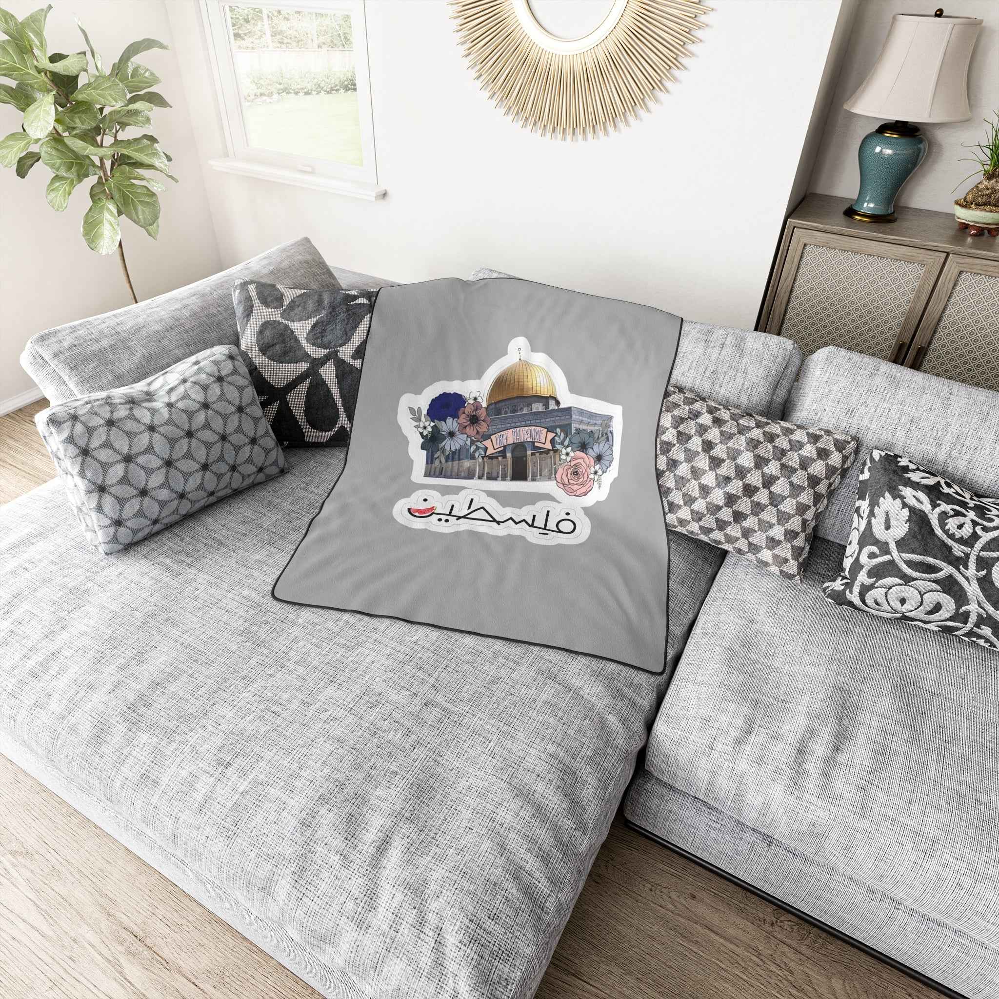 Polyester Blanket - Free Palestine Floral Blanket Home Decor
