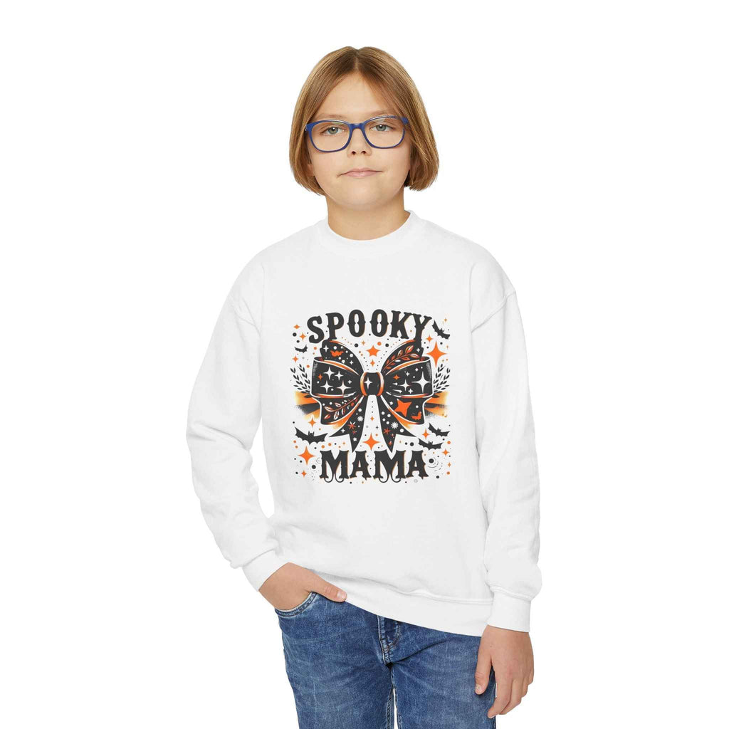 Spooky Mama Sweatshirt - Youth Crewneck for Halloween Fun