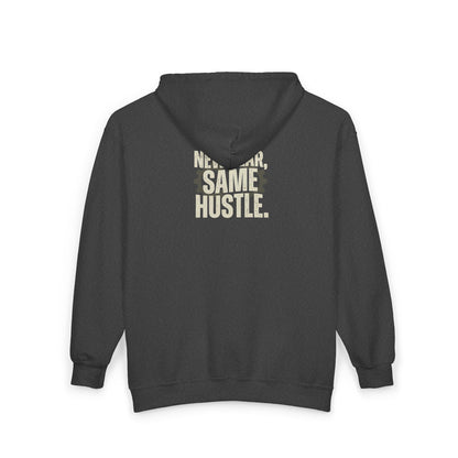 New Year Same Hustle Zip Hoodie – Motivational Full-Zip Hooded Sweatshirt | Cozy Streetwear for Adults (Men & Women)