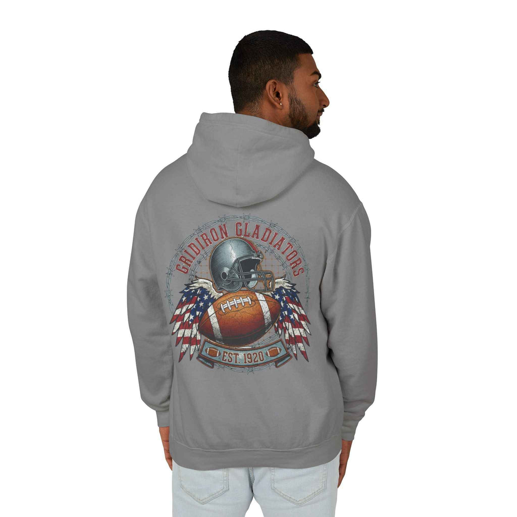 Patriotic Football Hoodie - Unisex Lightweight Hooded Sweatshirt for Gamers and Sports Fans