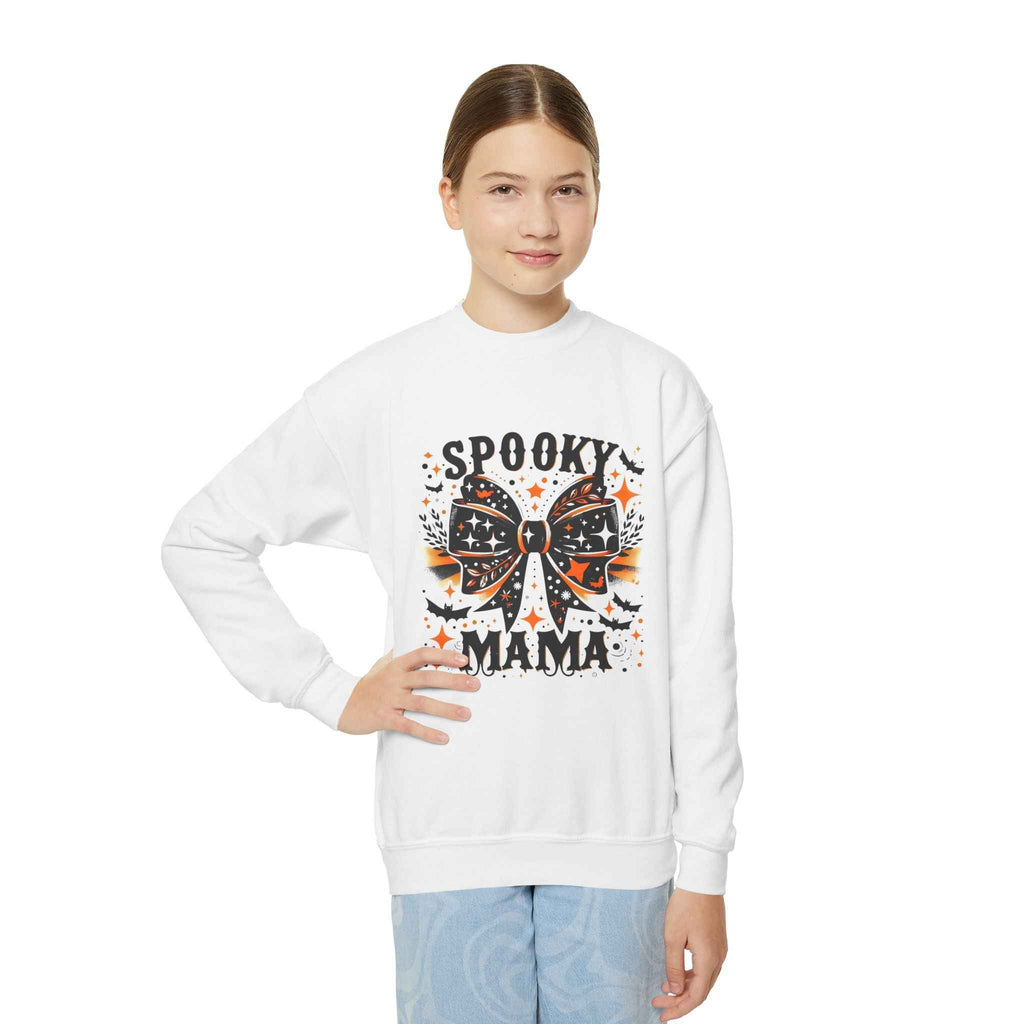 Spooky Mama Sweatshirt - Youth Crewneck for Halloween Fun