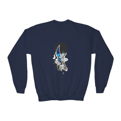 Blue Mask Anime Crewneck - Shadow Boy Design