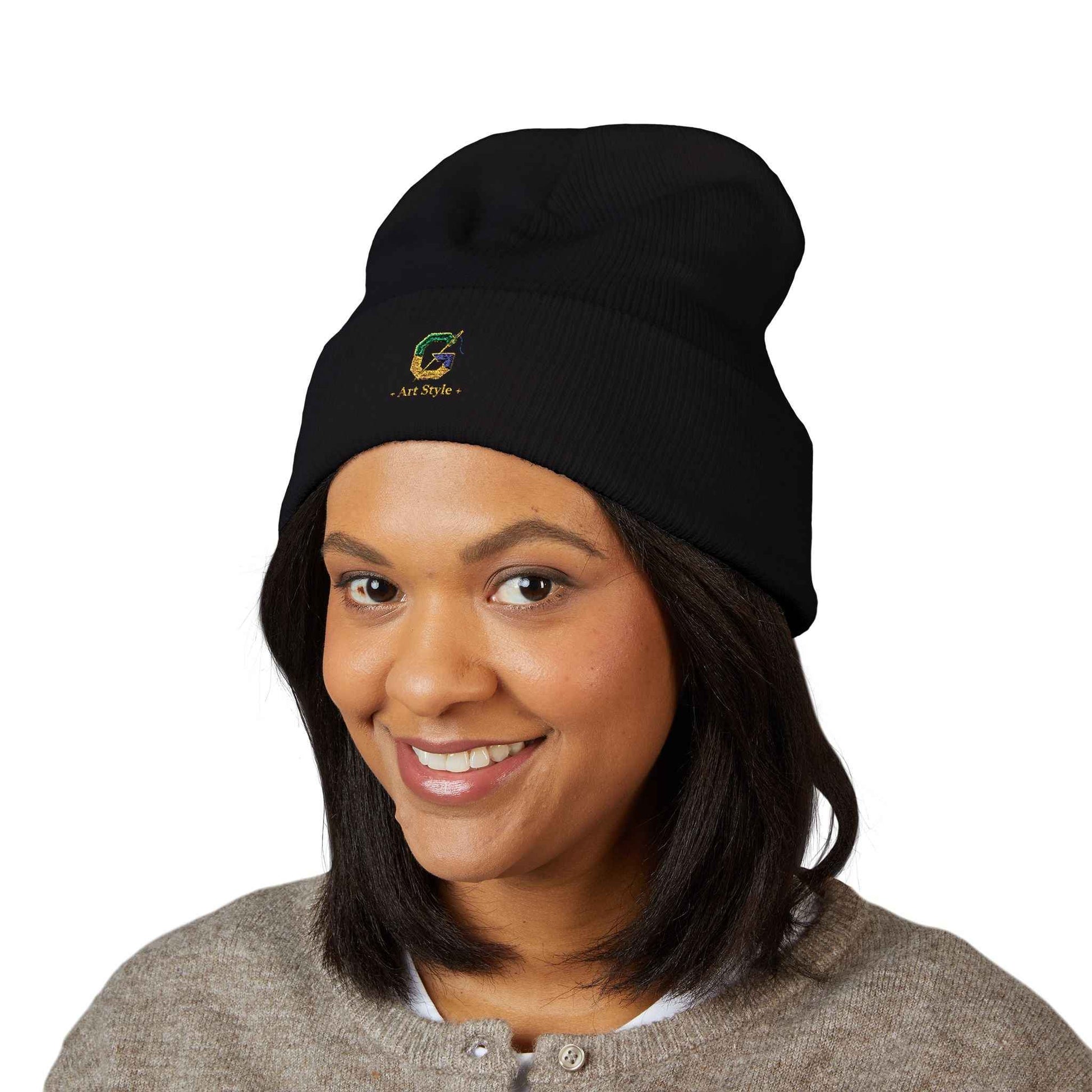 Embroidered Cuffed Beanie with G Logo | Trendy Winter Fashion Accessory