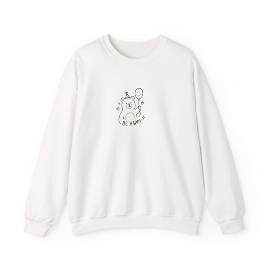 Cute Cat Crewneck Sweatshirt - Be Happy Graphic Cozy Casual Pullover - Ghita Shop