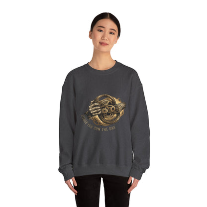 Steering Wheel Vintage Mechanical Crewneck Sweatshirt — Never You Run The Day