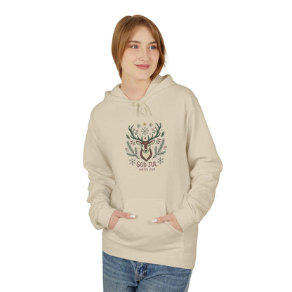 God Jul Reindeer Holiday Hoodie — Scandinavian Christmas Sweatshirt