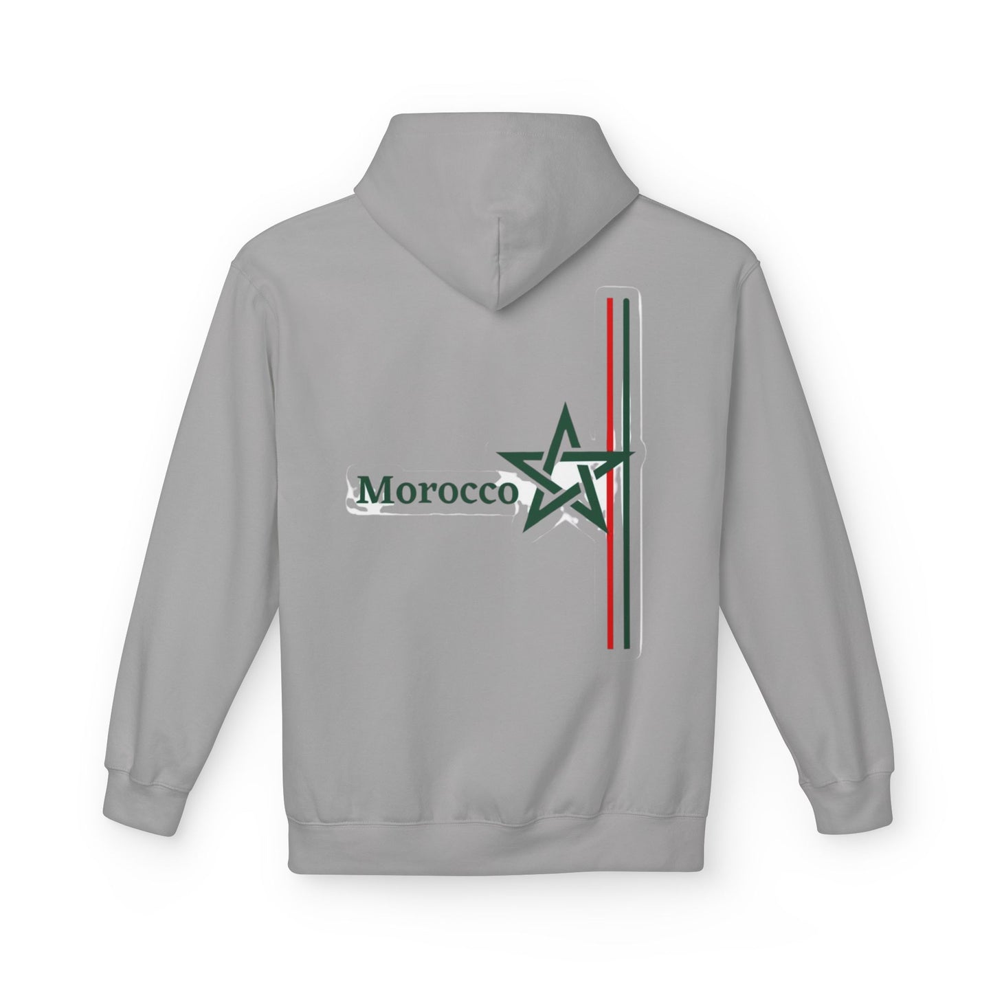 Morocco Star Hoodie - Pullover with Moroccan Flag Stripes and Floral Map Design