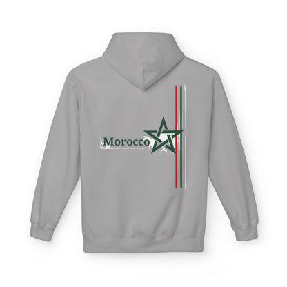 Morocco Star Hoodie - Pullover with Moroccan Flag Stripes and Floral Map Design