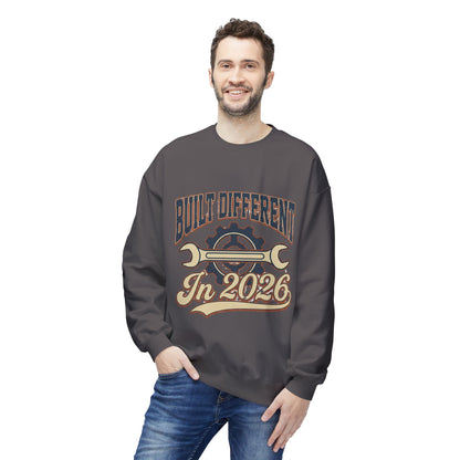 Built Different In 2026 Crewneck Sweatshirt - Mechanic Vintage Tool Design