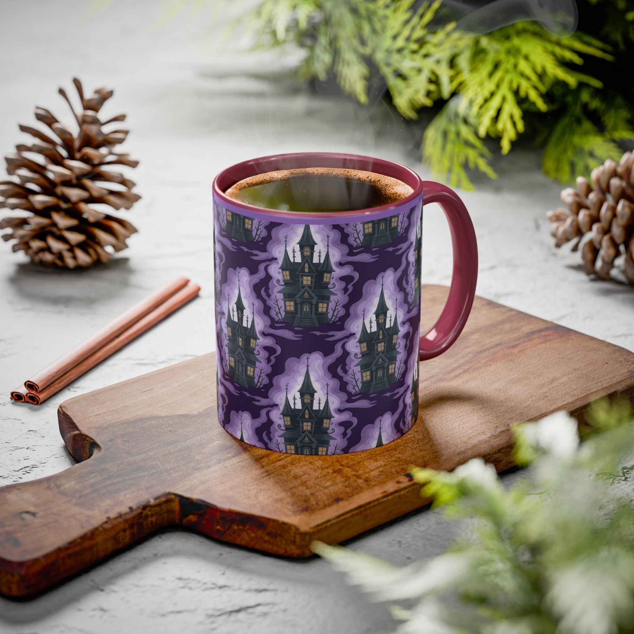 Haunted Castle Coffee Mug - Gothic Halloween Drinkware for Spooky Sips