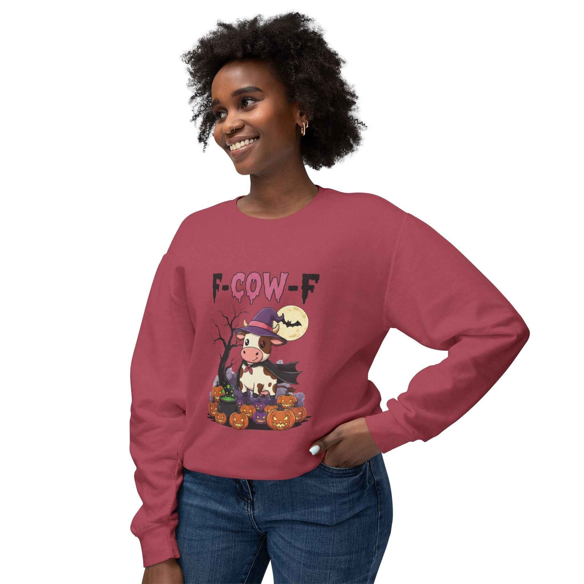 F-Cow-F Halloween Crewneck Sweatshirt, Adorable Cozy Top for Fall