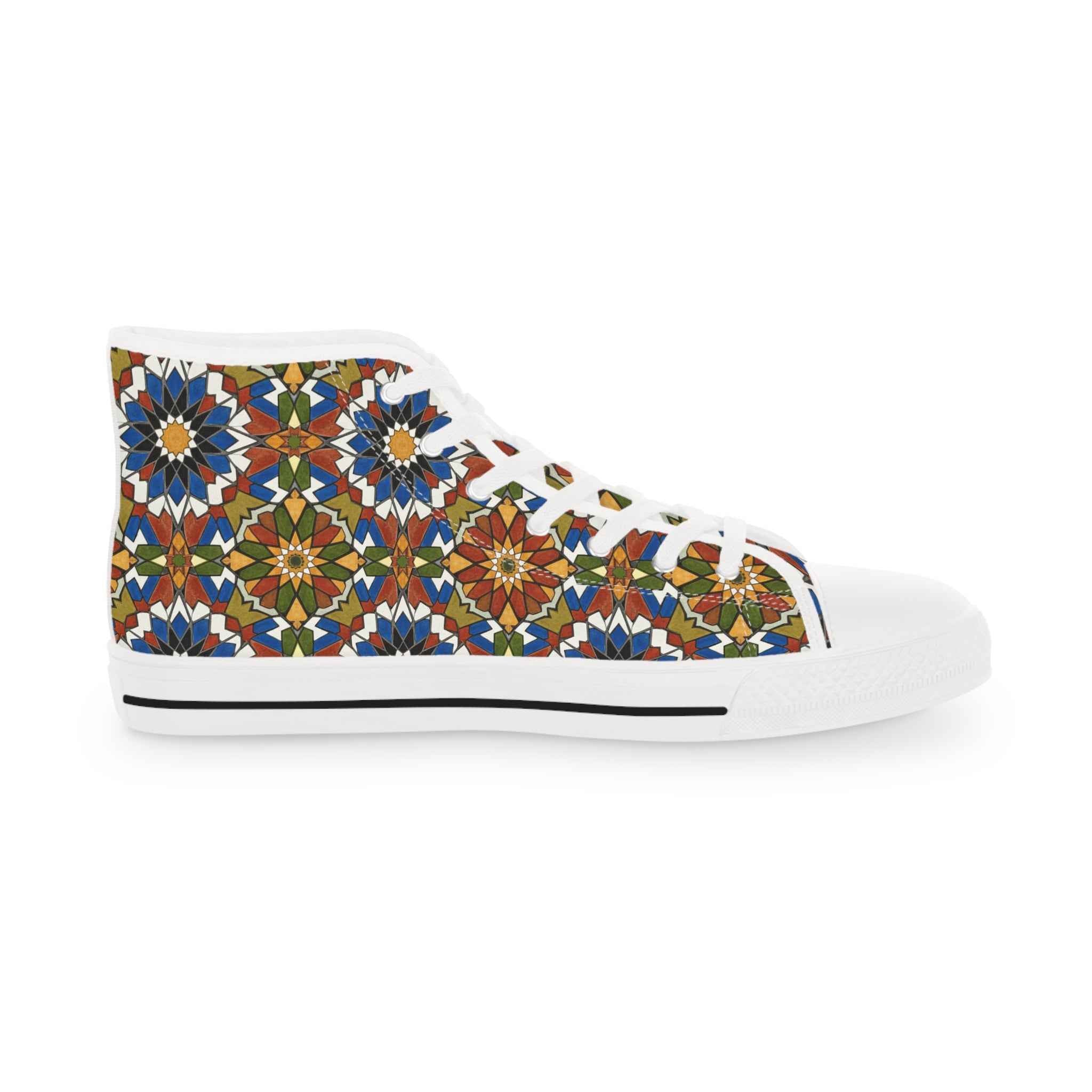 Moroccan Mosaic High-Top Sneakers: Handmade Zellige Tile Design