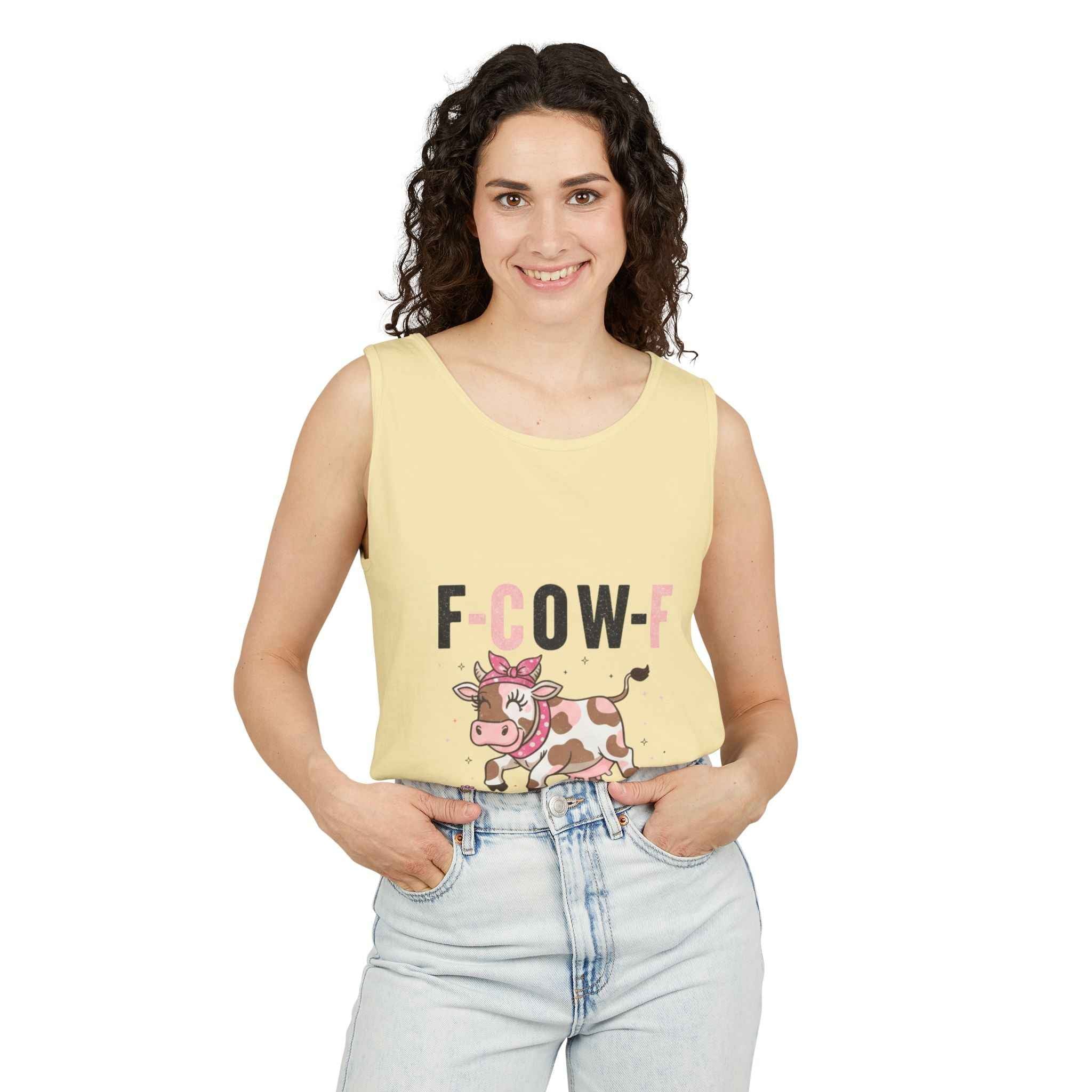 Tank Top Spooky Season Halloween Animal Humor Shirt F-Cow-F