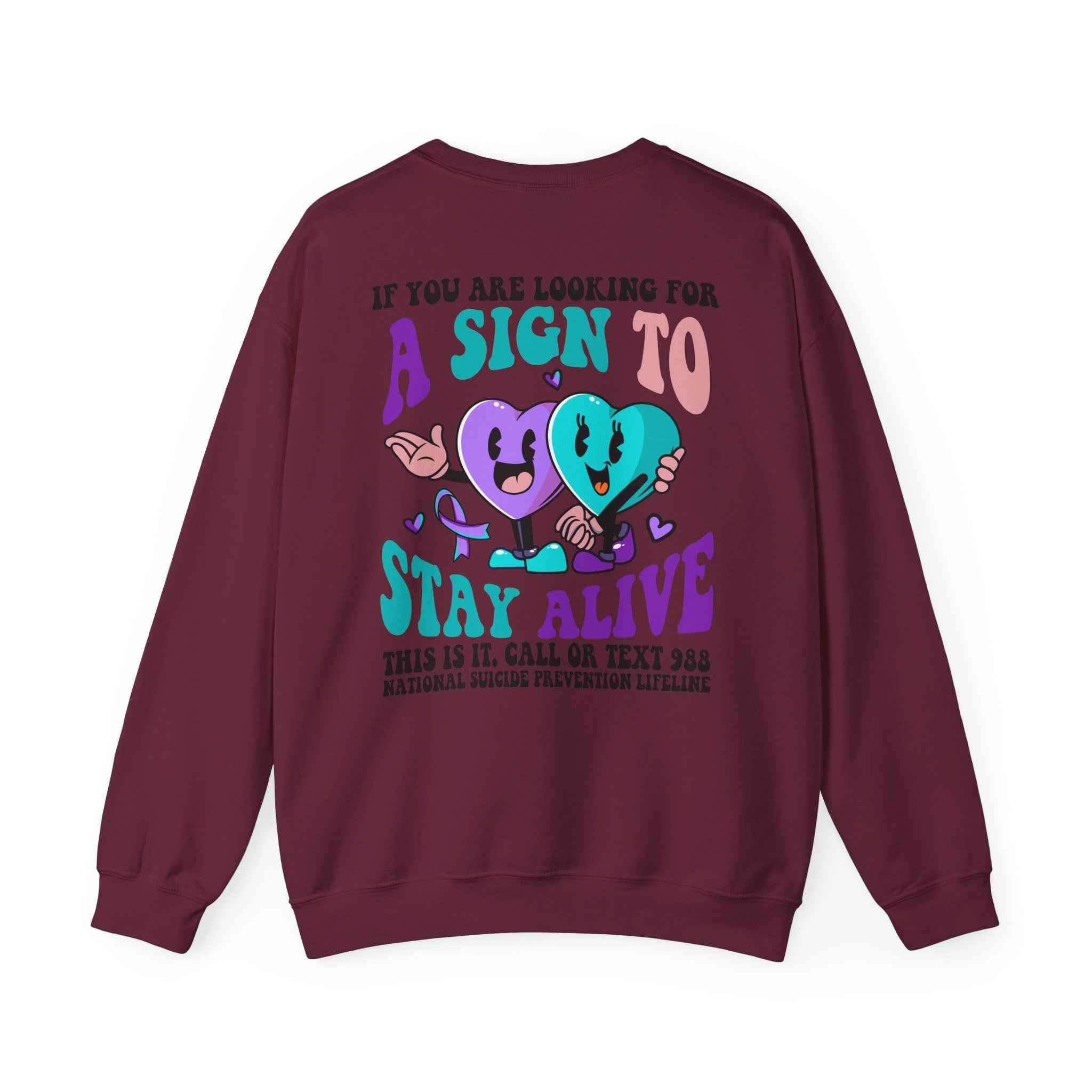 Suicide Prevention Sweatshirt for Mental Health Awareness