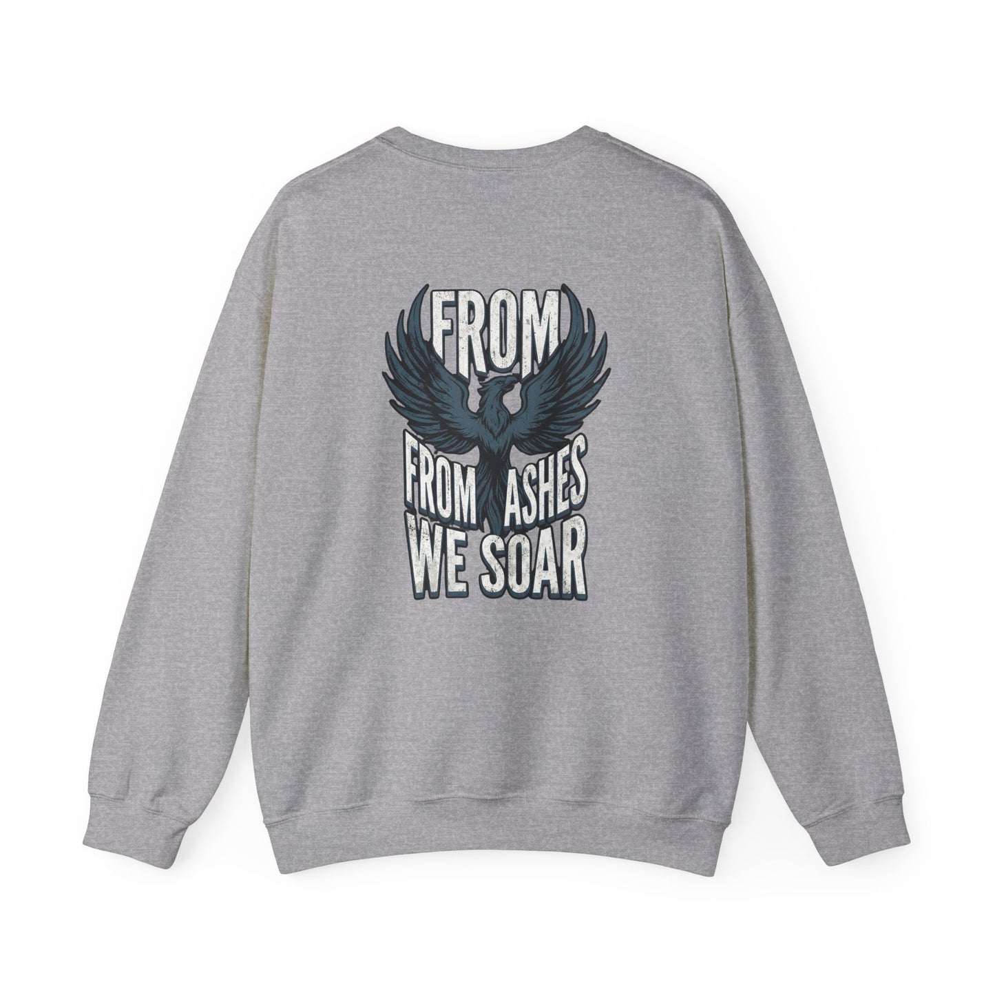 Crewneck Sweatshirt — 'From Ashes We Soar' Raven Back Graphic