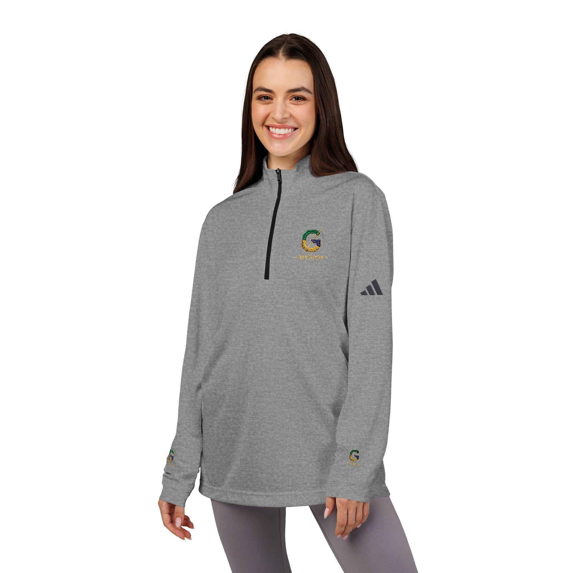Embroidered Quarter-Zip Pullover - White Performance Golf Active Top - Ghita Shop