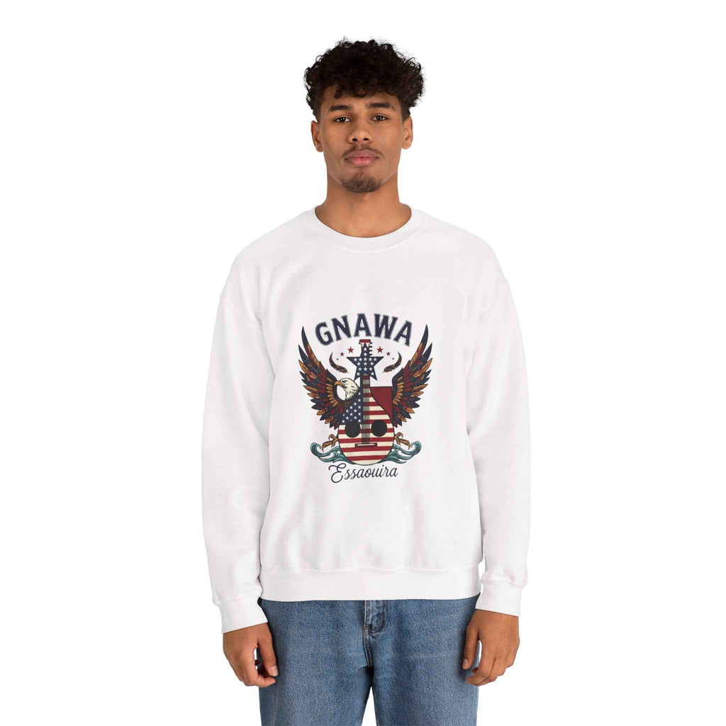 Patriotic Guitar Sweatshirt - Unique Moroccan Artisanat Design