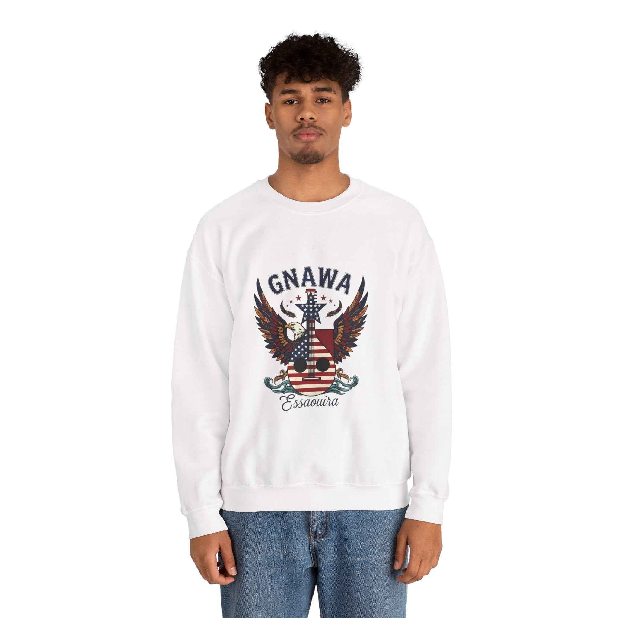Patriotic Guitar Sweatshirt - Unique Moroccan Artisanat Design