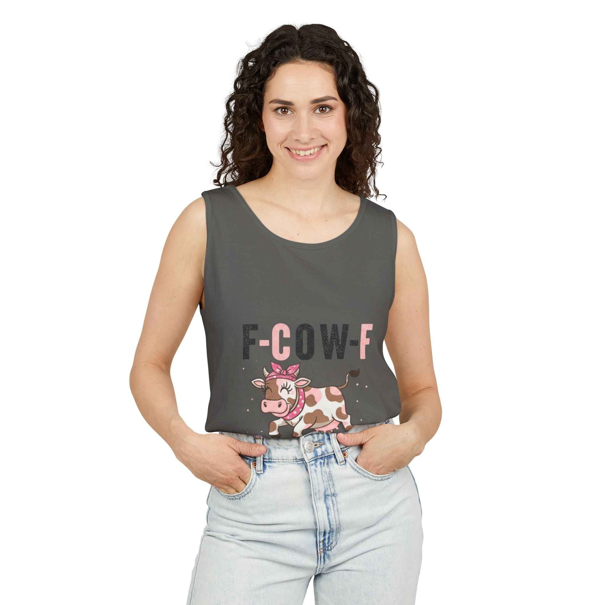 Tank Top Spooky Season Halloween Animal Humor Shirt F-Cow-F